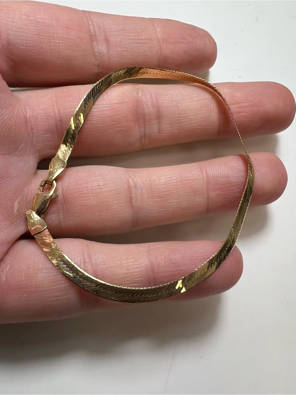 14K Yellow Gold Gold Herringbone Bracelet